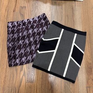 Black & White Geometric Knit Skirt - Designer Women's Short Skirt Bundle